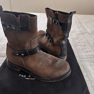 RAG & BONE Womens Brown Suede Moto Boot  38/7.5